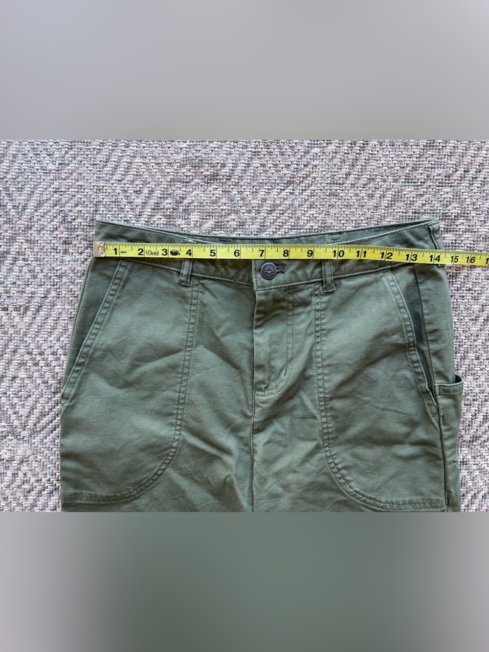 Patagonia Organic Cotton Utility Pants Olive Green Womens 4 Wide‎ Leg - Picture 2 of 7
